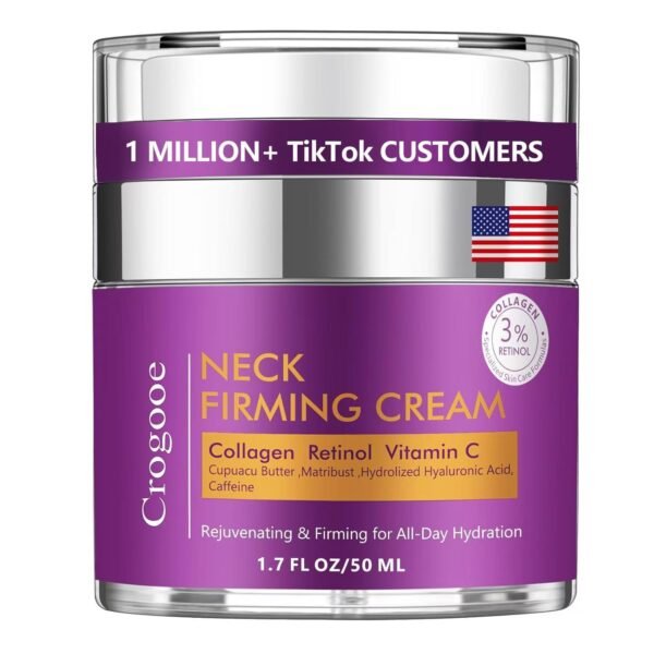 Advanced Neck Firming Cream – 3% Retinol & Hyaluronic Acid for Wrinkle Reduction, Lifting & Skin Tightening – Anti-Aging Moisturizer for Face, Neck & Décolleté – Deep Hydration, 1.7 FL OZ