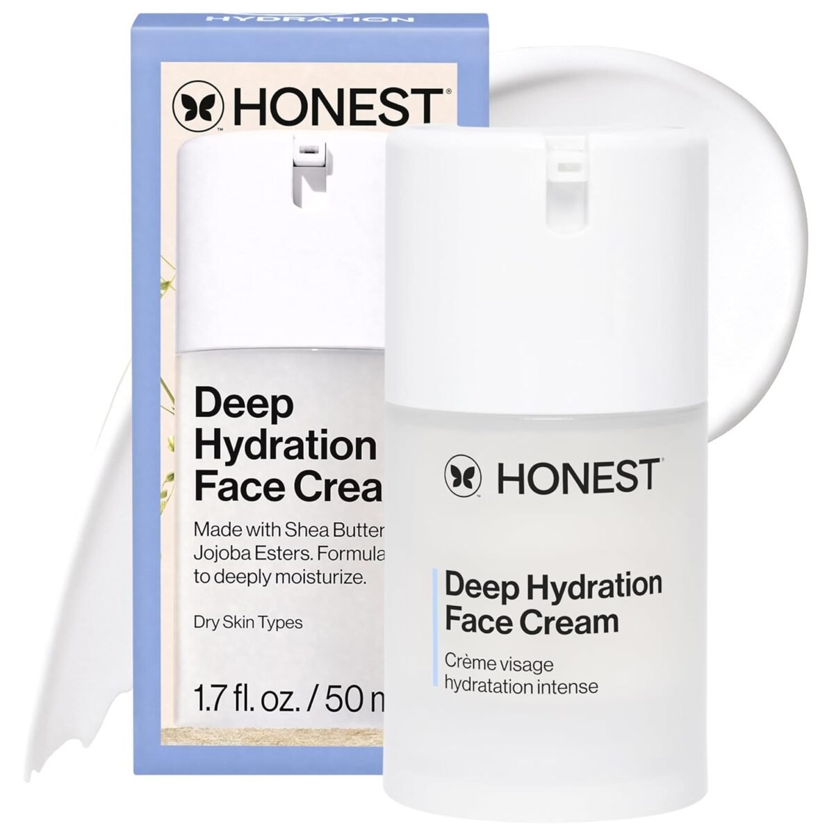 Honest Beauty Deep Hydration Face Cream for All Skin Types | Supports Natural Moisture Barrier | Shea Butter + Baobab Seed Oil | EWG Verified + Cruelty Free | 1.7 fl oz