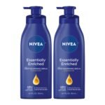 NIVEA Essentially Enriched Body Lotion for Dry Skin, Pack of 2, 16.9 Fl Oz Pump Bottles