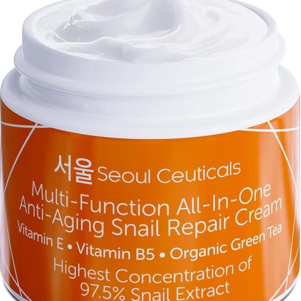 SeoulCeuticals Korean Skin Care 97.5% Snail Mucin Moisturizer Cream - K Beauty Skincare Day & Night Snail Repair Cream Filtrate Cruelty Free 2oz