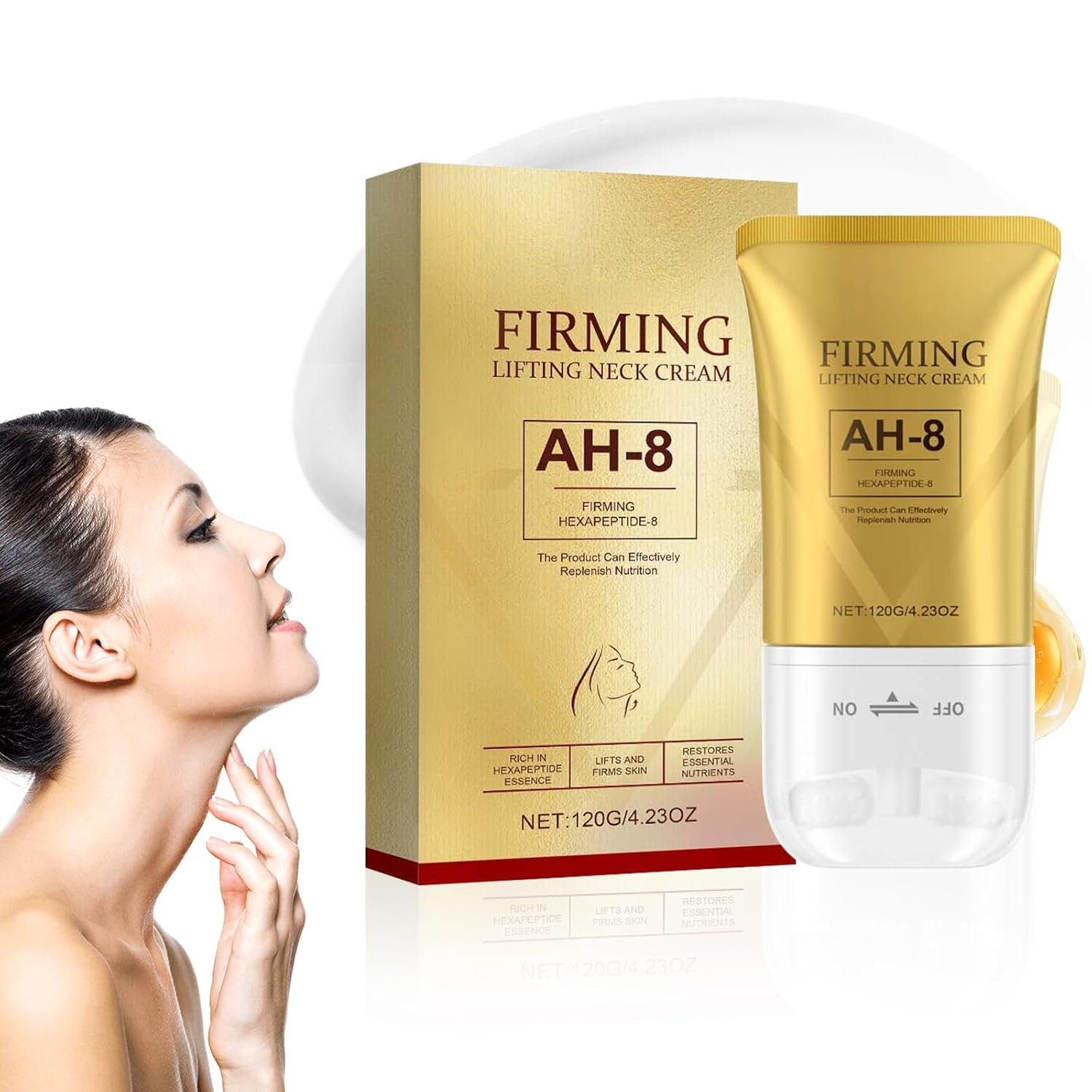 AH-8 Firming Neck Cream for Crepey Skin Body Care Comfort, Neck Firming Cream with Roller, Moisturizing Neck Tightening Lotions Cosmetic Skin Care Skin Repair