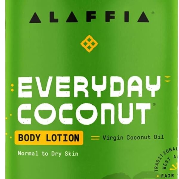 Alaffia EveryDay Coconut Hydrating Body Lotion, Normal to Dry Skin, Moisturizing Support for Soft & Supple Skin, Purely Coconut, 32 Fl Oz