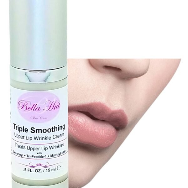 Bellahut's Triple Smoothing Upper Lip Wrinkle Cream (.5 OZ Airless Pump Bottle), Helps to reduce upper lip wrinkle with Tripeptide-10 Citrulline, Tripeptide-1, Pnetapeptide-3 & Terapeptide-7