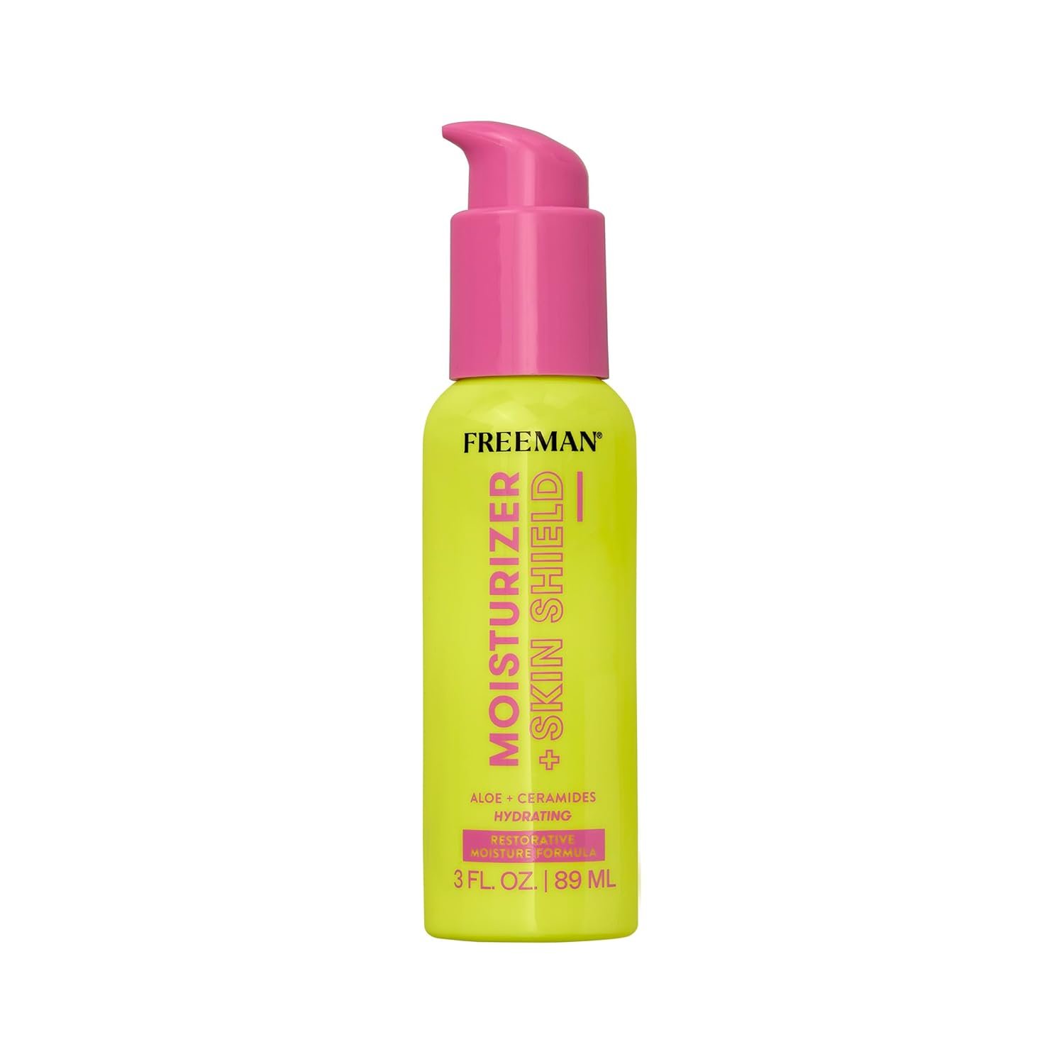 Freeman Moisturizer + Skin Shield, Lightweight Moisturizer, Infused With Aloe Vera & Ceramides To Protect Skin, Soothes & Calms, & Hydrates, Face Serum Relieves Dry Skin, 3 fl.oz./ 89 mL Bottle