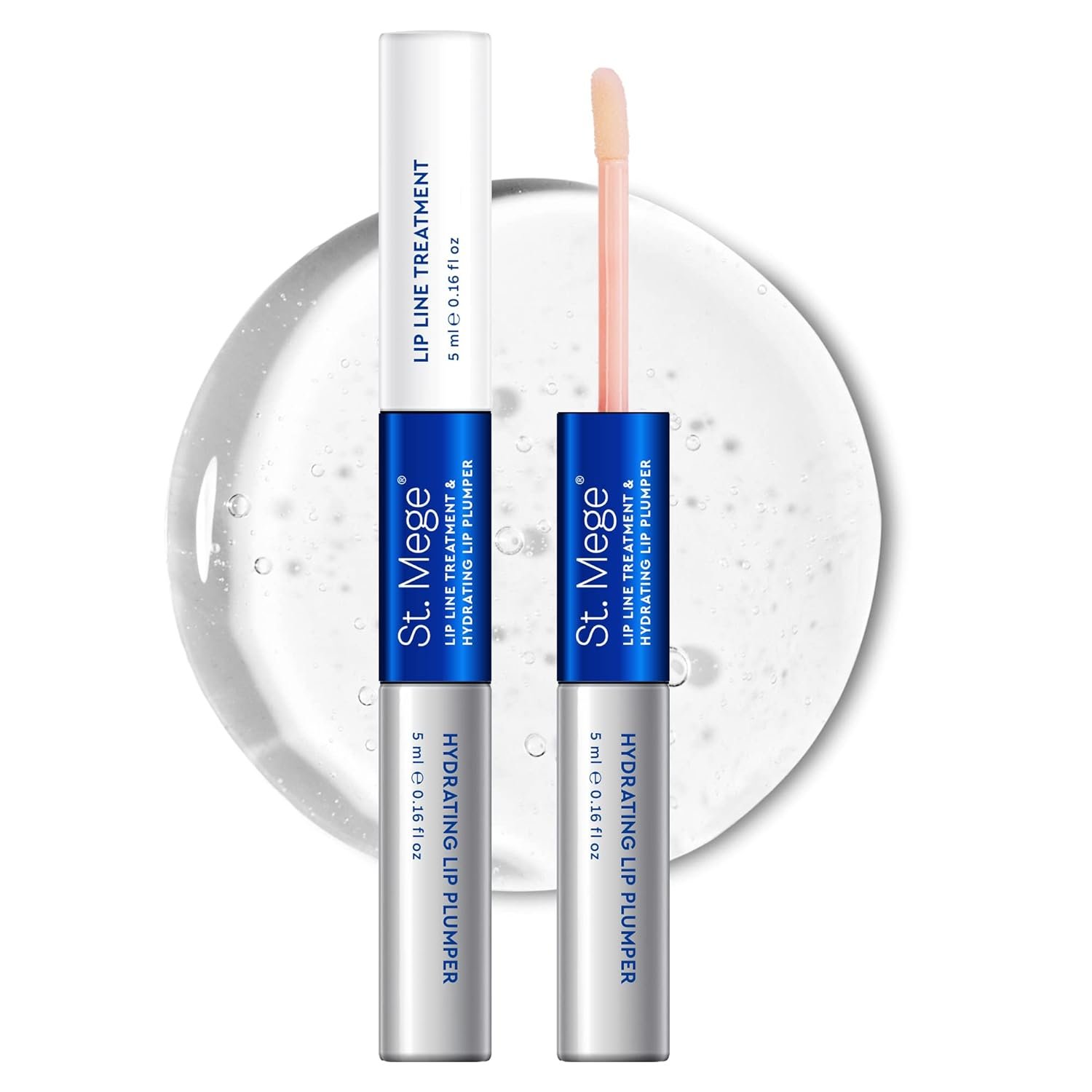 Gloss Lip Plumper & Wrinkle Treatment: Upper Lip Vertical Line Plumping Booster & Hydrating Repair with Hyaluronic Acid & Peptides - Anti-Aging Serum Kit for Around Mouth, Clear