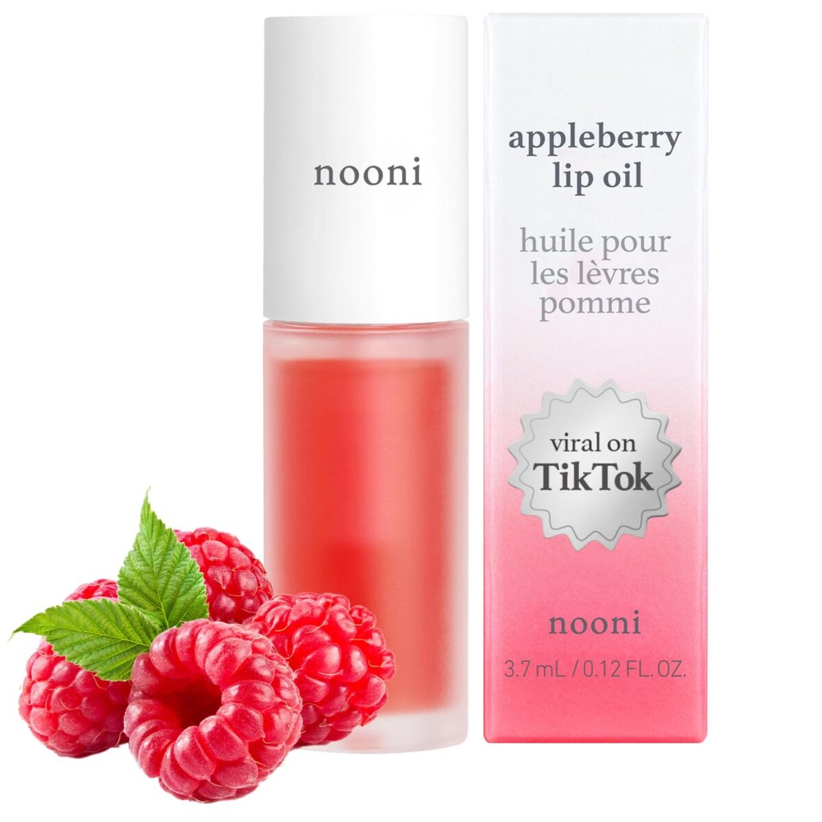 NOONI Korean Vegan Appleseed Lip Oil - Appleberry | Long-Lasting, Moisturizing, Plumping, Revitalizing for Dry Lips, Waterproof, No Peel Off, Hydrating, Nourishing Crystal Clear, 0.12 FL Oz