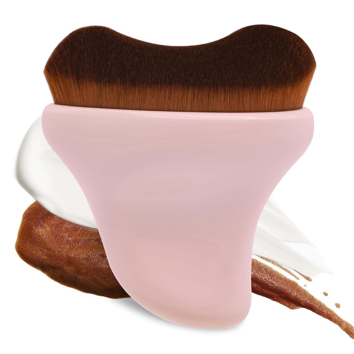 Self Tanner Brush - Kabuki Bronzer Brush for Face & Body Makeup - Self Tanning Mitt for Face, Body & Legs (Pink)