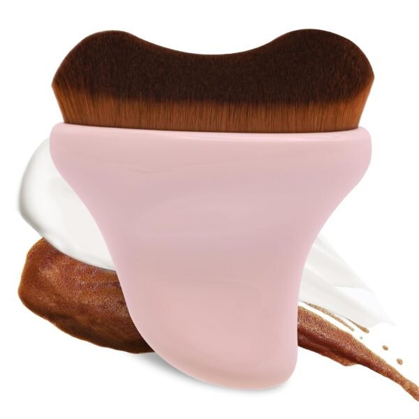 Self Tanner Brush - Kabuki Bronzer Brush for Face & Body Makeup - Self Tanning Mitt for Face, Body & Legs (Pink)