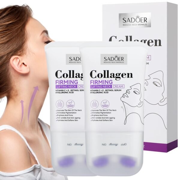 2Pcs Sadoer Neck Collagen Cream-Collagen Firming Lifting Neck Cream,Sadoer Face & Neck Collagen Cream,Tightening Face/Neck Anti-Wrinkle Collagen Cream,Firm and Lift Sagging Skin