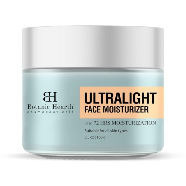 Botanic Hearth Ultra Light Face Moisturizer with Hyaluronic Acid | Oil- Free 72H Facial Moisturization for All Skin Types | Non Comedogenic | Lightweight, Non Greasy & Quick Absorbing | 3.5 oz