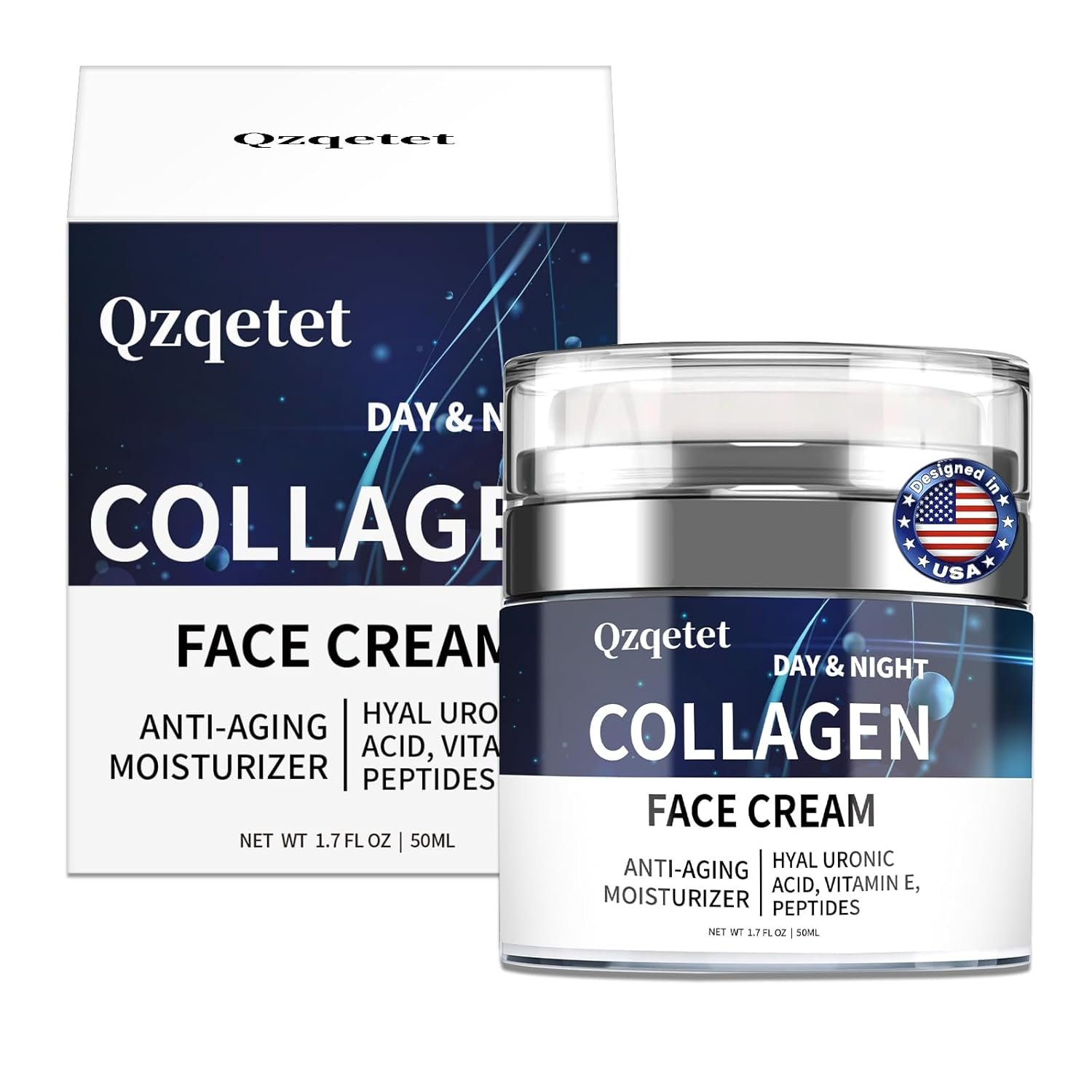 Collagen Cream for Face, Anti-Aging Face Moisturizer with Retinol and Hyaluronic Acid, Daily Hydrating Lotion, Neck and Décolleté, Moisturizing Cream to Reduce Wrinkles for Women and Men