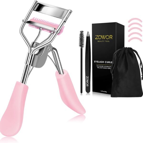 Eyelash Curler with Comb Fit All Eye Shape Curved Eyelash Curlers,Natural and Long Lasting Lash Curler for Women Make Up Gift(Pink)