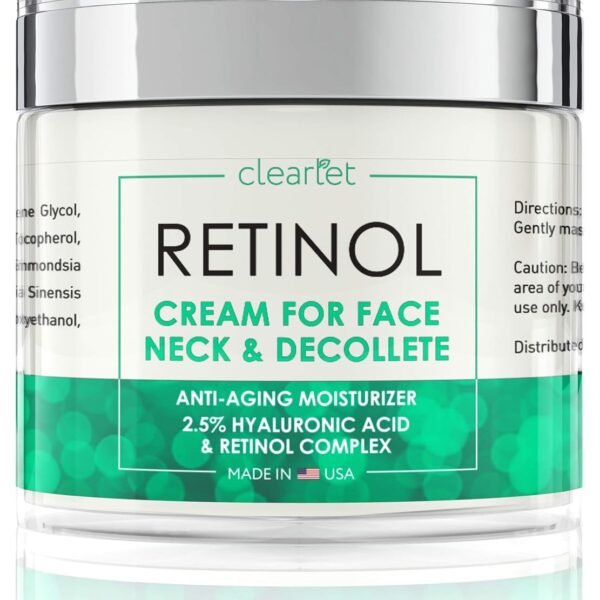 Retinol Cream for Face - Anti-Aging Face Moisturizer - Retinol Cream with Hyaluronic Acid - Moisturizer for Dry Skin - Collagen Face Cream for Fine Lines - Day and Night Retinol Moisturizer for Face