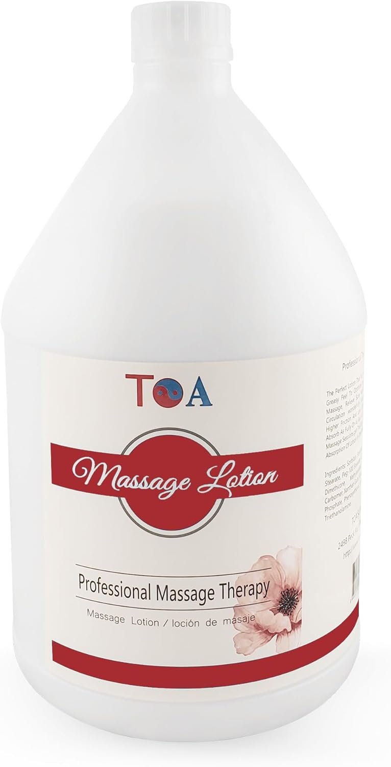 TOA Premium Unscented Massage Lotion with Pump ; Vitamin Rich Massage Lotion for Massage Therapy with Natural Ingredients to Moisturize, Hydrate and Smooth Rough Skin for All Skin Types (1 Gallon)