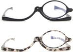 2 Pairs Makeup Reading Glasses for Women, Magnifying Flip Down Cosmetic Readers, Make Up Glasses with Spring Hinge