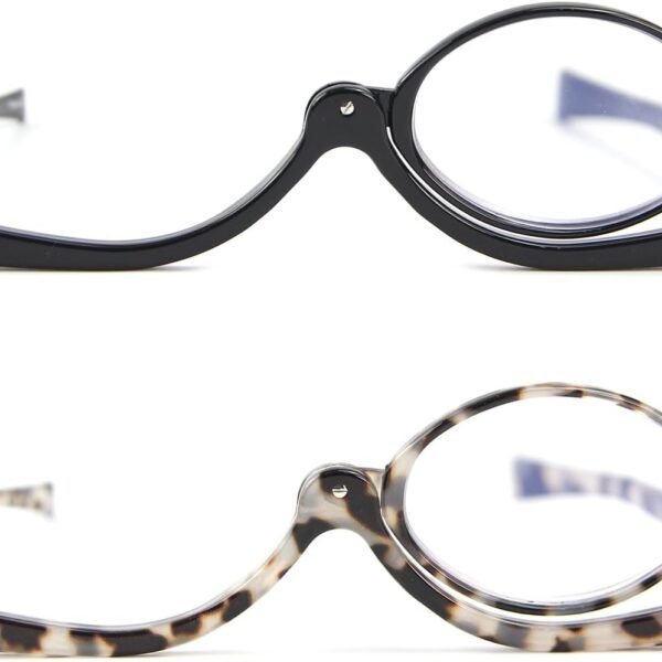 2 Pairs Makeup Reading Glasses for Women, Magnifying Flip Down Cosmetic Readers, Make Up Glasses with Spring Hinge