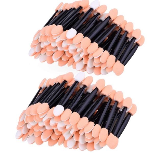 200 Pack Disposable Eyeshadow Brush Sponge Tipped Oval Makeup Tool Dual Sides Eyeshadow Brush Comestic Applicator for Girls Lady Women Daily Beauty(Black)
