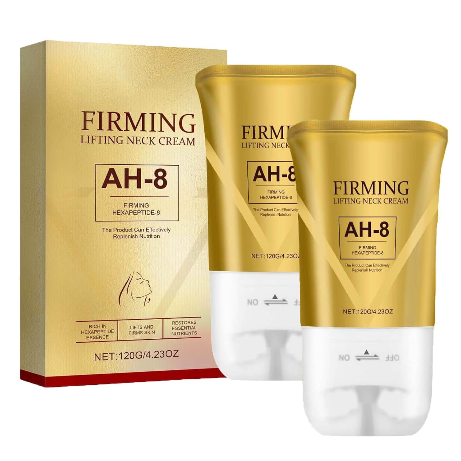 Ah8 Firming Neck Cream, Reduces Neck Lines, Moisturizes, Tightens Skin, Improves Elasticity, Anti-Aging, Suitable for Both Men and Women (2Pcs)