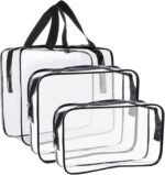 Clear Toiletry Bag Quart Size Bag Travel Makeup Cosmetic Bag PVC Toiletries Cosmetic Pouch for Women Men 3PCS (L+M+S)