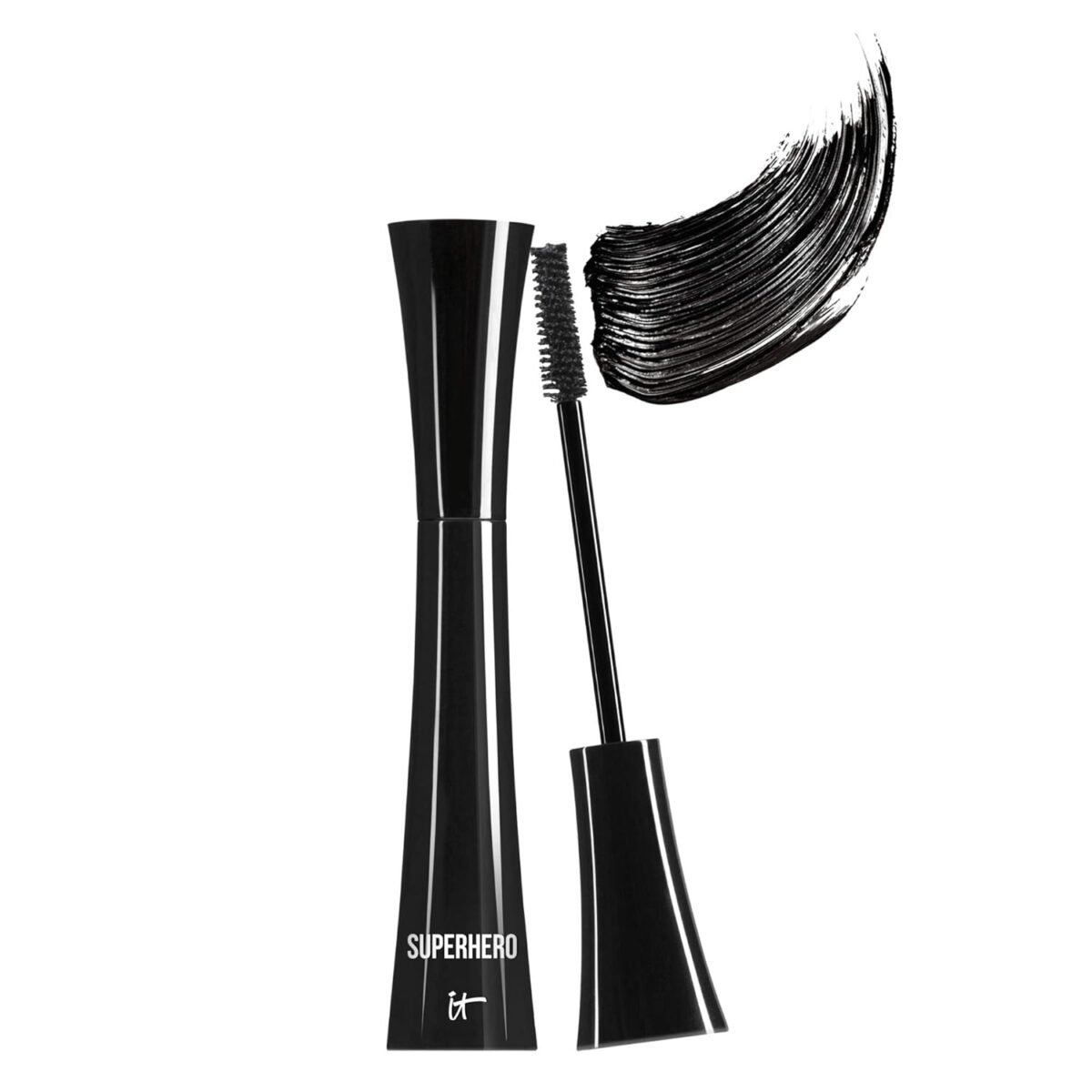IT Cosmetics Superhero Mascara – Volumizing and Lengthening Black Mascara, Buildable Lash Volume with Collagen, Biotin & Peptides, Lifting & Curling Formula, Suitable for Sensitive Eyes