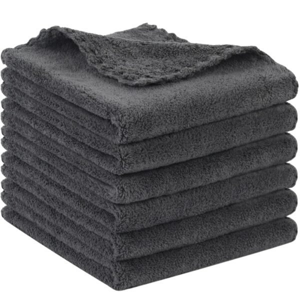 SUNLAND Microfiber Face Cloth Reusable Makeup Remover Facial Cleansing Towel Ultra Soft Face Washcloth 12inchx12inch 6 Pack Dark Grey