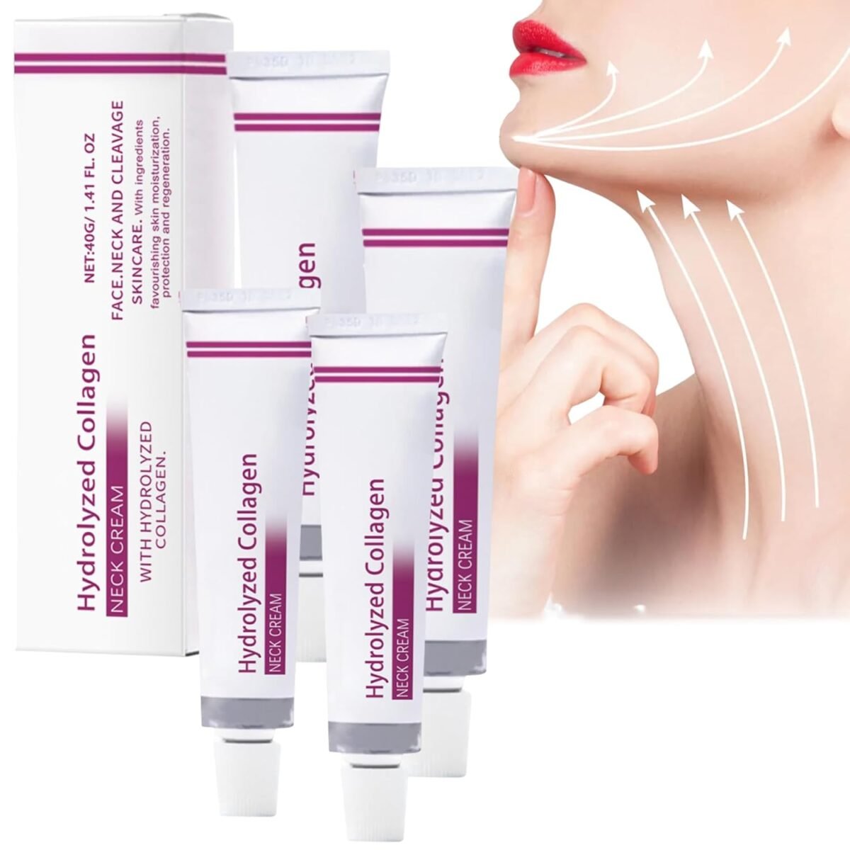 Spain Neckpon Hydrolized Collagen Neck Cream,Cream For Face, Neck,Hydrolized Collagen Neck Cream,Face&Neck Tighten Firming Cream (4pc)