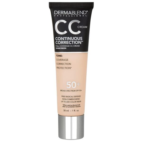 Dermablend Continuous Correction Tone-Evening CC Cream Foundation SPF 50+, Full Coverage Foundation Makeup & Color Corrector, Oil-Free