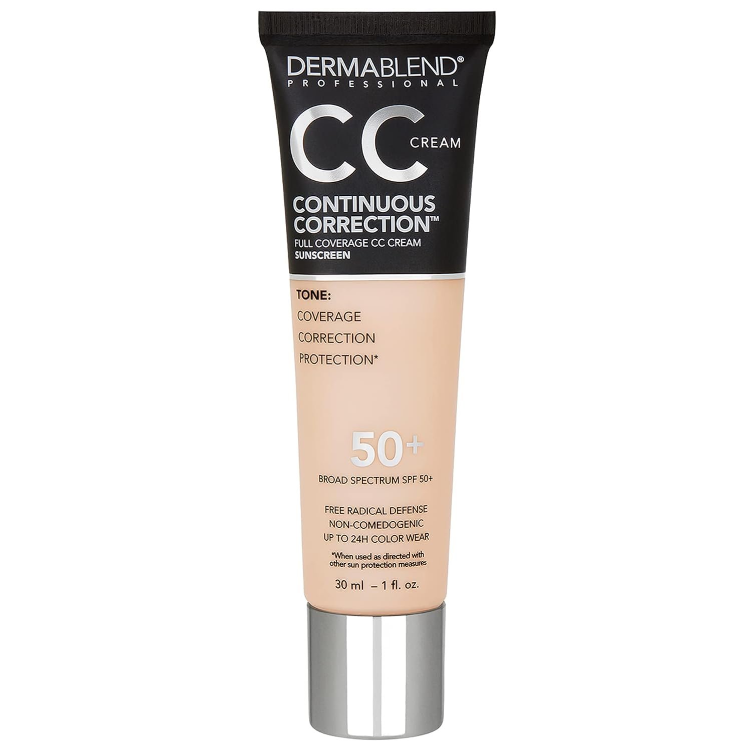 Dermablend Continuous Correction Tone-Evening CC Cream Foundation SPF 50+, Full Coverage Foundation Makeup & Color Corrector, Oil-Free