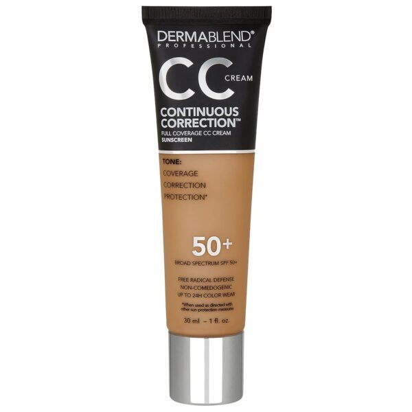 Dermablend Continuous Correction Tone-Evening CC Cream Foundation SPF 50+, Full Coverage Foundation Makeup & Color Corrector, Oil-Free
